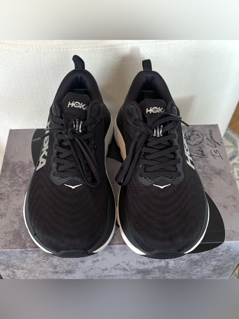 Hoka One One Gaviota 5 Black White Women's Size 9 D Wide Running Shoes 1134270 - Picture 5 of 10